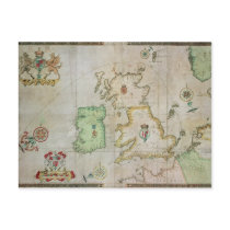 Map showing the route of the Armada fleet Postcard