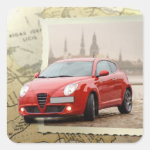 Map with car square stickers
