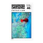 Map-with-pin-on-Washington MAP BLUE OCEAN LAND WAS Postage Stamp