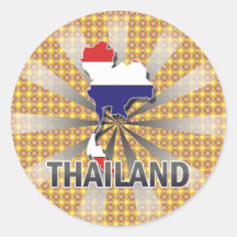 Mapa 2,0 de la bandera de Tailandia Pegatinas Redondas