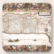 Mapa Antigo da Terra Santa, Israel Coasters