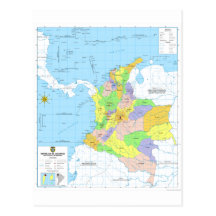 Mapa de Colombia Map of Colombia Postcards