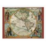 Mapa de Viejo Mundo antiguo de las Américas, 1597 Tarjetas Postales