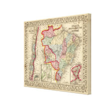 Mapa del Brasil, Bolivia, Paraguay, Uruguay de Mit Lona Envuelta Para Galerias