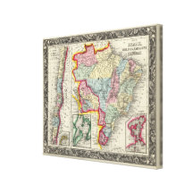 Mapa del Brasil, de Bolivia, de Paraguay, y de Uru Impresion En Lona