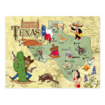 Mapa del estado de Tejas Tarjeta Postal