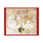 Mapa del mundo dual antiguo del hemisferio lona estirada galerías