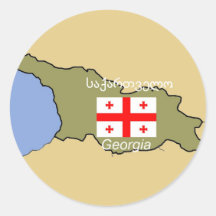 Mapa y bandera de Georgia Pegatinas Redondas