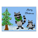 Mapaches - Felices Navidad Tarjeta