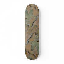 Maple and oak leaves covered with hoar-frost skateboard decks