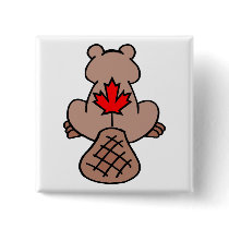 Maple Leaf Beaver Button
