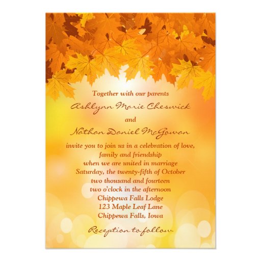 Maple Leaves Autumn Splendor Wedding Invitation