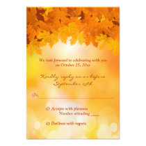 Maple Leaves Autumn Splendor Wedding RSVP Card invitations