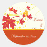Maple leaves red yellow wedding Save the Date Stickers