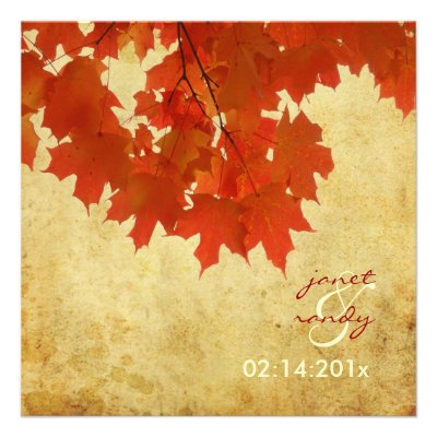 Maple Leaves, Vintage Fall Wedding Invitations