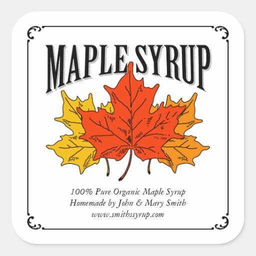 Maple Syrup Label Square Sticker Zazzle