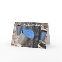Maple Syrup Sap Buckets Personalized Birthday Card