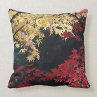 Maple trees in autumn color throw pillows