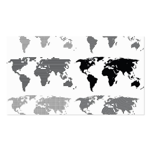Maps world continents styles designs patterns business card template (back side)