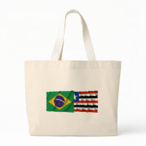 Maranhão & Brazil Waving Flags Tote Bags