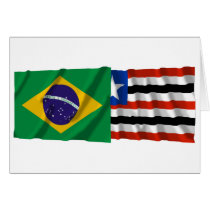 Maranhão & Brazil Waving Flags Card