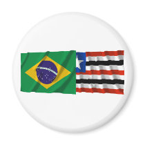 Maranhão & Brazil Waving Flags Magnets