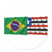 Maranhão & Brazil Waving Flags stickers by Vexillophile Maranhão & Brazil Waving Flags stickers