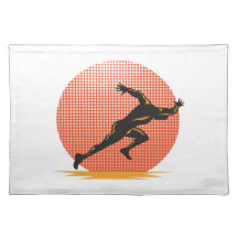 Marathon Runner Athlete Running Finish Line Place Mats