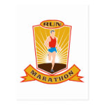 marathon runner run running race shield postcard