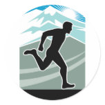 marathon runner silhouette running round stickers
