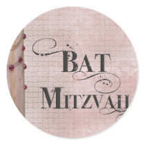 Marble design Bat Mitzvah Round Stickers