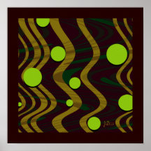 Marbled Dot Wave Gold Green Print