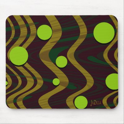 Marbled Gold Green Dot Wave Mouse Pad by JaZilla