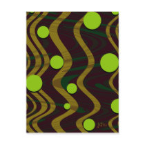Marbled Gold Green Dot Wave postcards