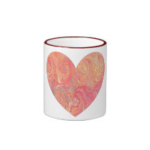 Marbled Pink Swirl Heart Cup Mug