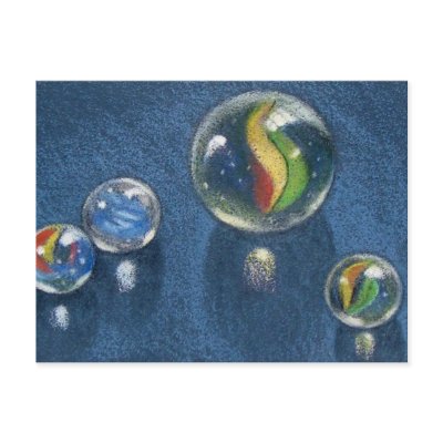 MARBLES IN COLOR PENCIL POSTCARD by joyart