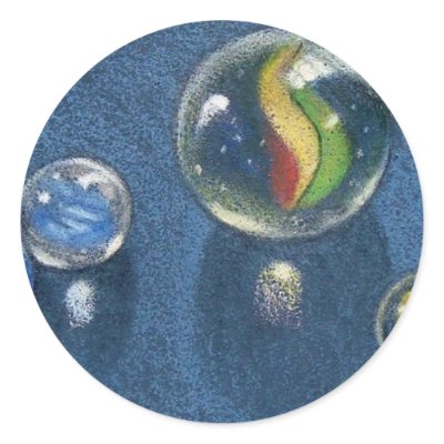 MARBLES IN COLOR PENCIL ROUND STICKER by joyart