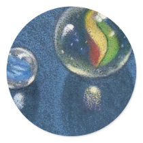 MARBLES IN COLOR PENCIL ROUND STICKERS