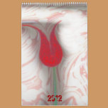 Marbling art red tulip  2012 calendar calendars
