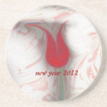 marbling art red tulip new year 2012 Coaster coasters