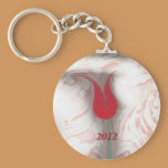 marbling art red tulip new year 2012 Keychain keychains