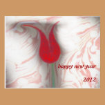 Marbling art red tulip new year 2012 Postcard postcards