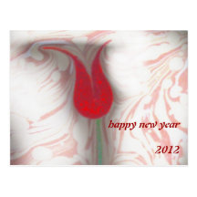 Marbling art red tulip new year 2012 Postcard