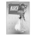 March Birthday Calender Girl Black and White Old s cards
