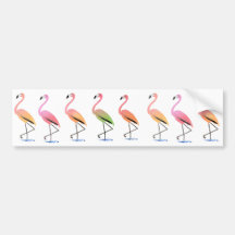 March of the Tropical Flamingos Bumper Stickers