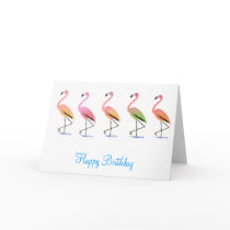 March of the Tropical Flamingos Greeting Card