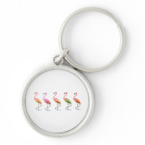 March of the Tropical Flamingos Key Chain