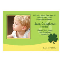 March Shamrock Photo Birthday  Invitation