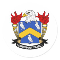 Marchant Family Crest stickers by coatsofarms Marchant Family Crest stickers