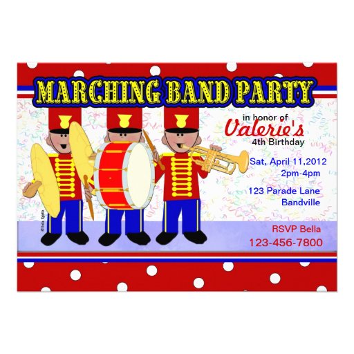 Marching Band Party Custom Invitations